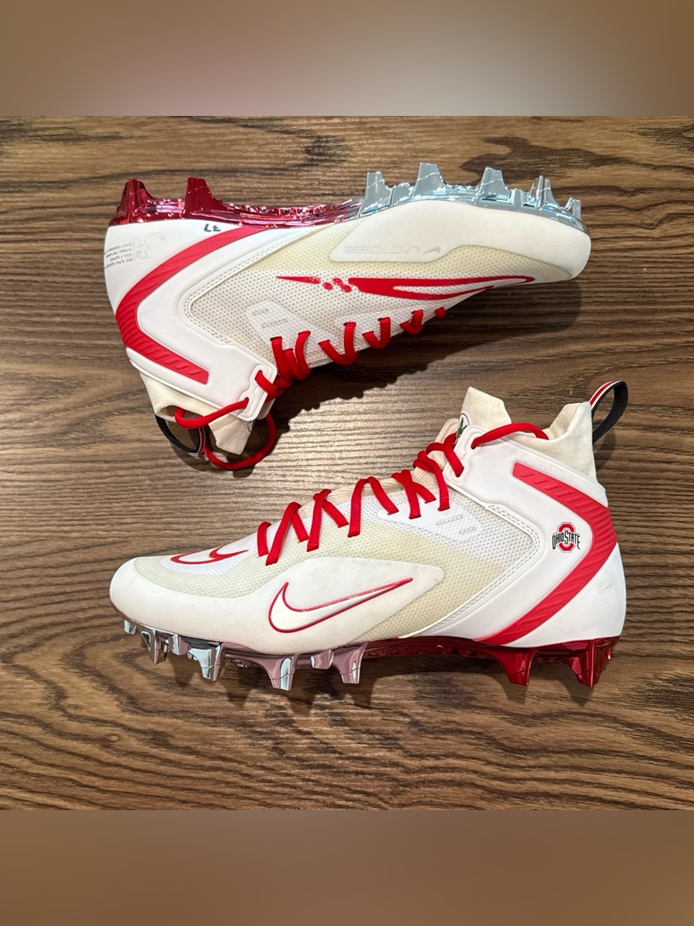 Men’s Size 9 Nike Ohio State Alpha Huarache 8 Elite Lacrosse Cleats White